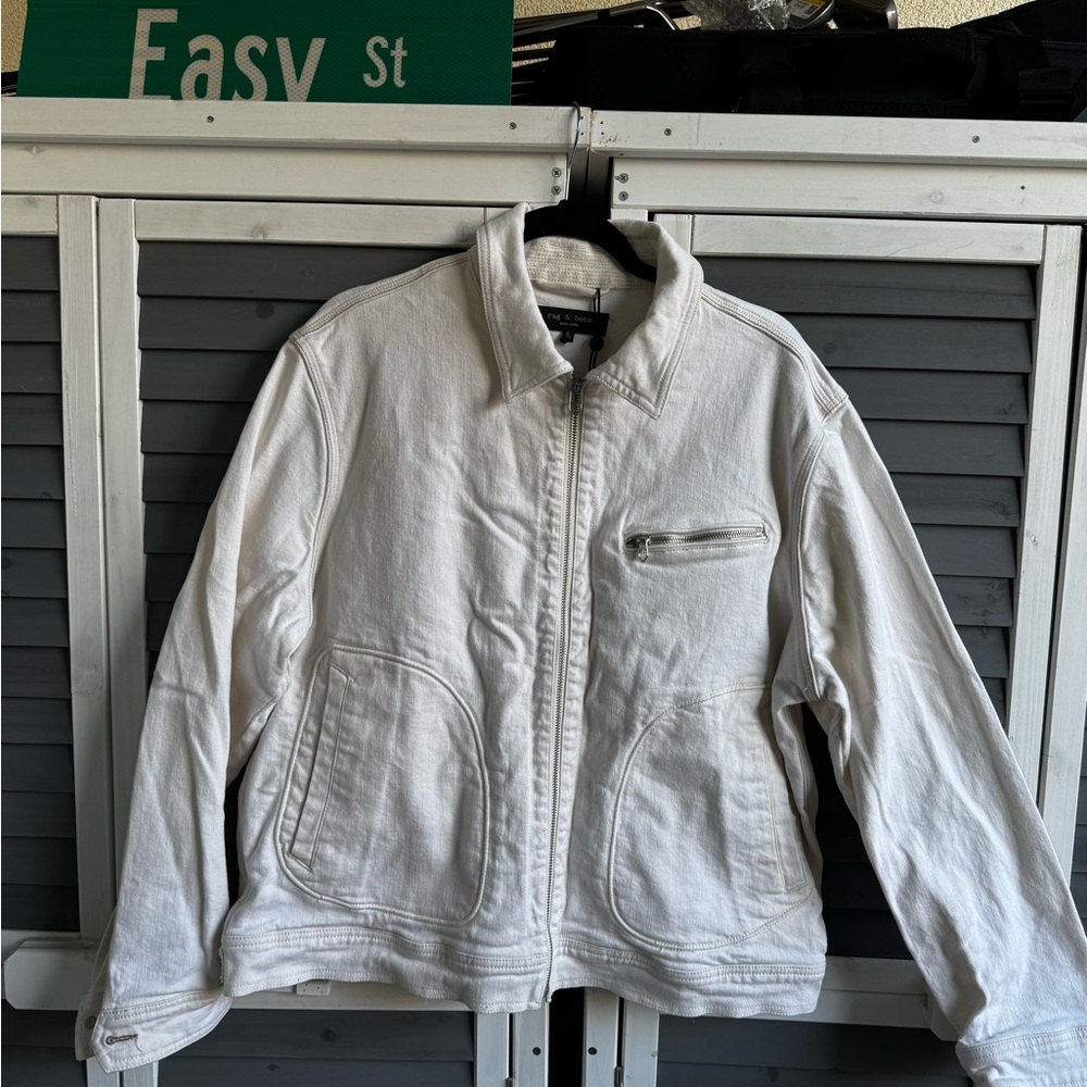 Rag & Bone White Zip-Front Jacket
